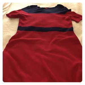 Plus Size, Red/Navy Sweater Dress, Mid-Calf length